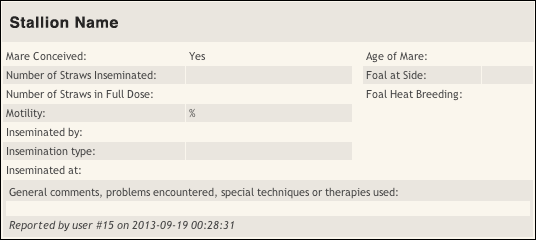Frozen Semen Conception Report Sample